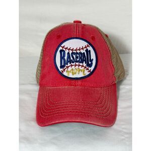 Women's "Baseball Mom" Red Gold Adjustable Breathable Baseball Hat